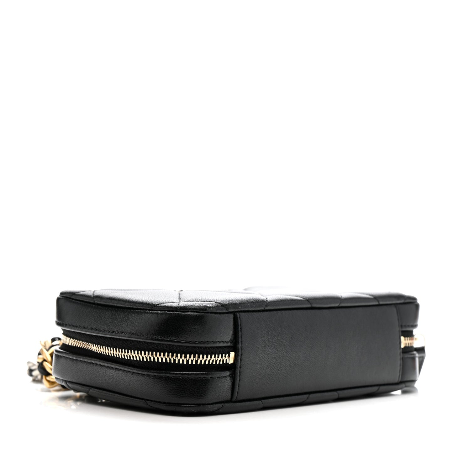 Goatskin Quilted Chanel 19 Camera Crossbody Case Black