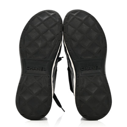 Chanel Fabric Calfskin Suede CC Sneakers 37.5 Black 5 of 16
