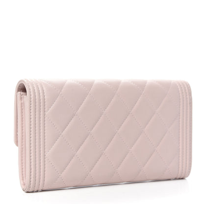 Chanel Grained Shiny Calfskin Quilted Boy Flap Wallet Light Pink 3 of 12