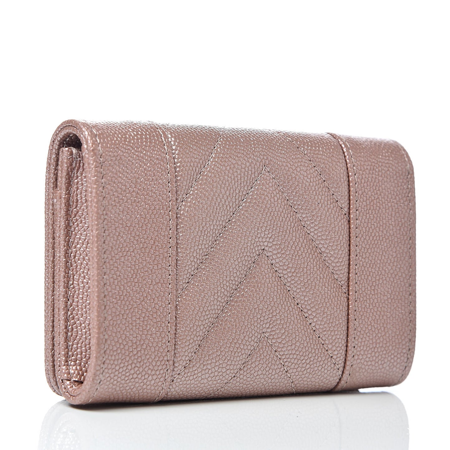 Metallic Caviar Chevron Quilted Vintage Mademoiselle Flap Card Holder Pink