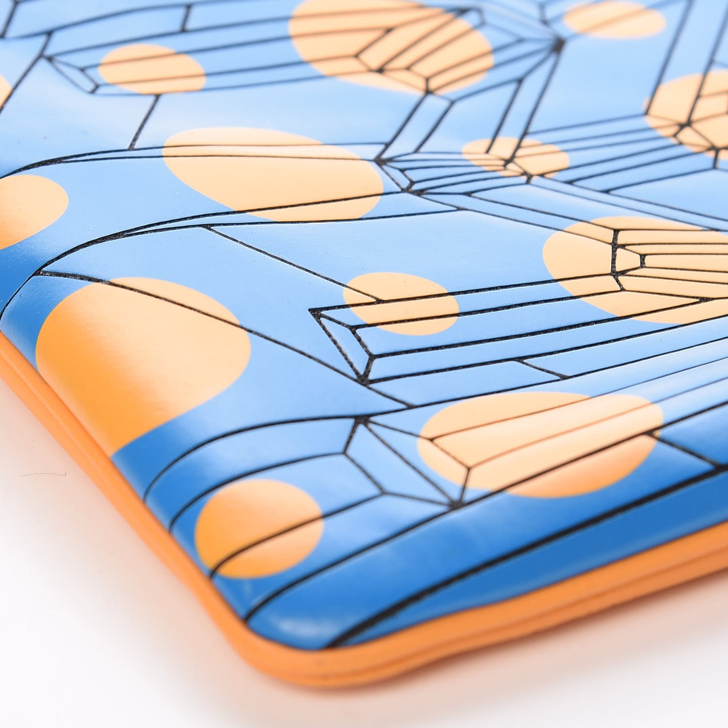 Embossed PU Cosmos Zip Pouch Tile Blue Yellow