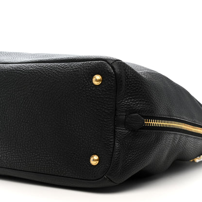 Prada Vitello Daino Side Zip Tote Black 10 of 14