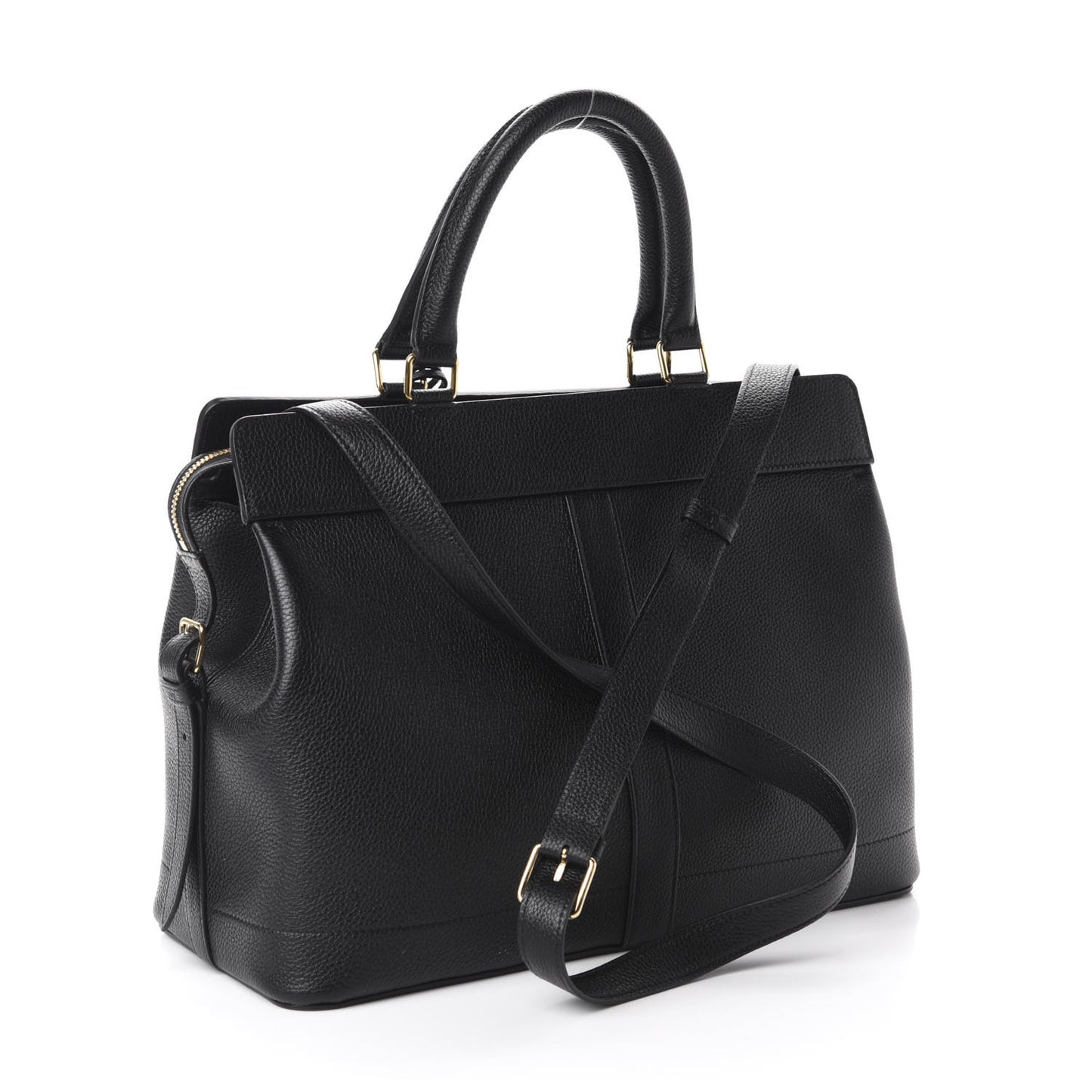 Grained Calfskin Medium Cabas De France Black