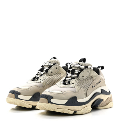 Balenciaga Fabric Mesh Womens Triple S Sneakers 36 Beige Black 3 of 9