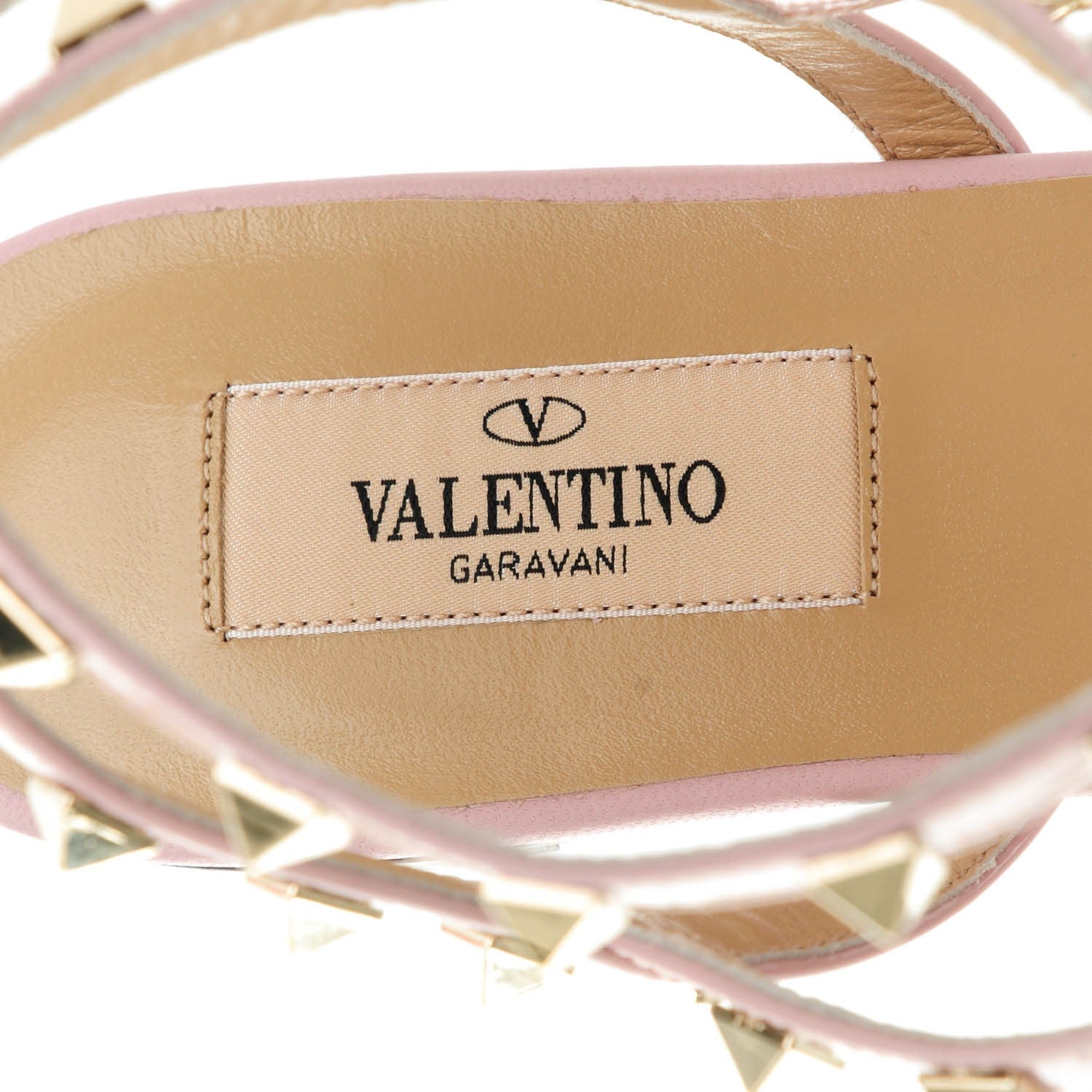 Valentino Garavani Patent Rockstud Ankle Wrap Flat Thong Sandals 36.5 Cipria 7 of 8