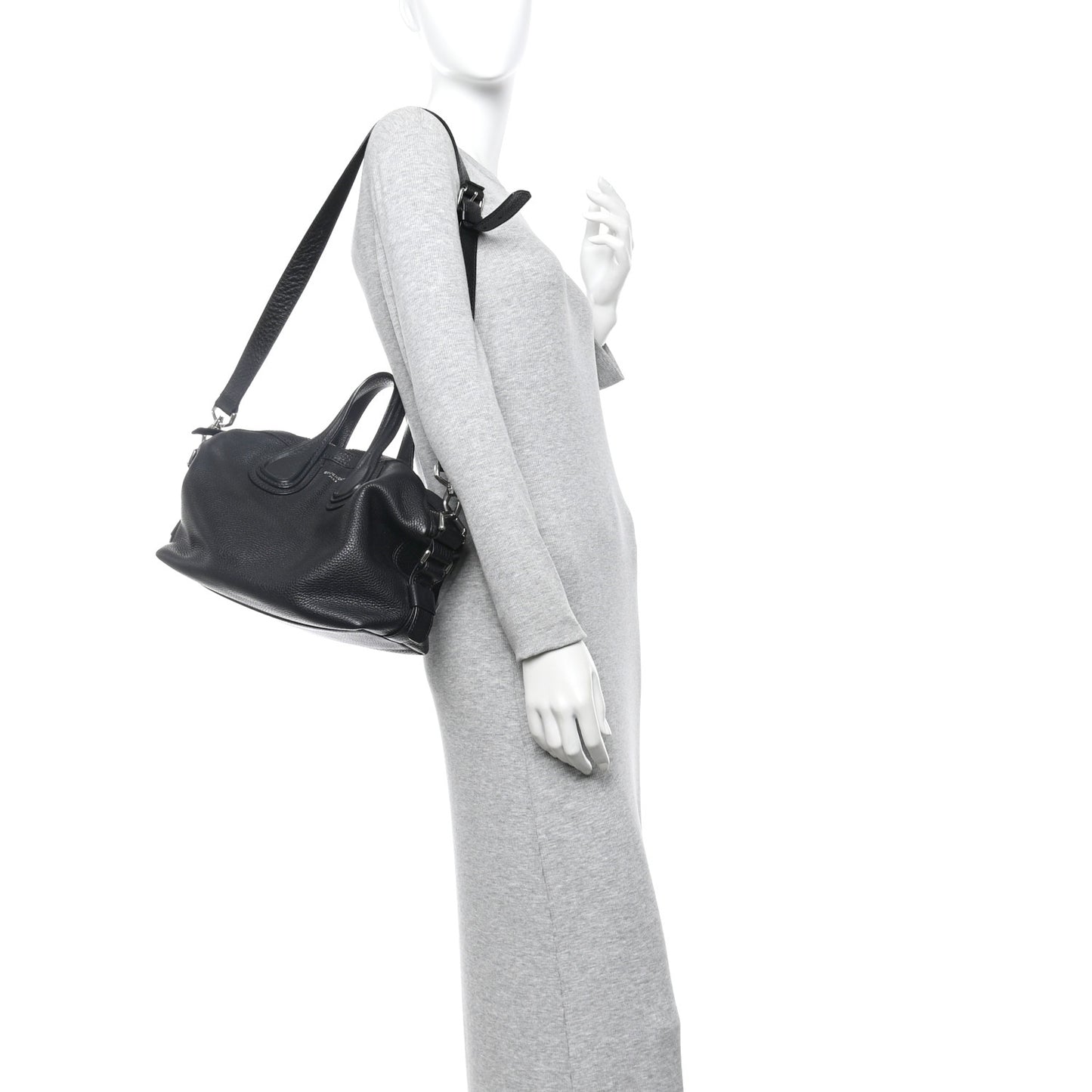 Pebbled Calfskin Small Nightingale Black