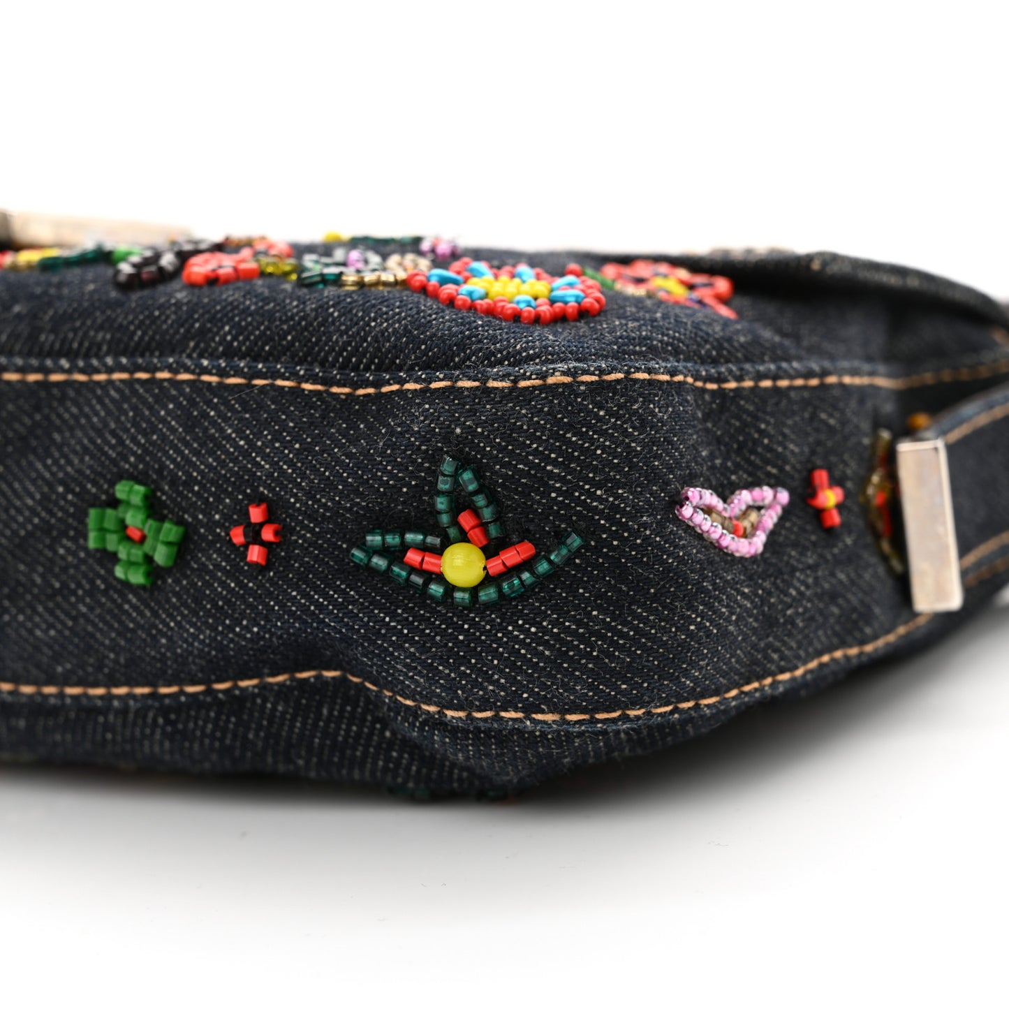 Denim Ricami Beaded Baguette Blue