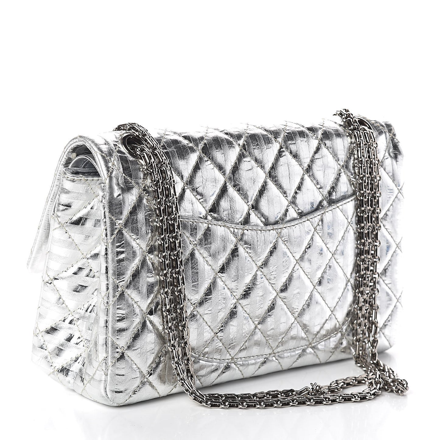 Metallic Striped Calfskin 2.55 Reissue 226 Flap Silver