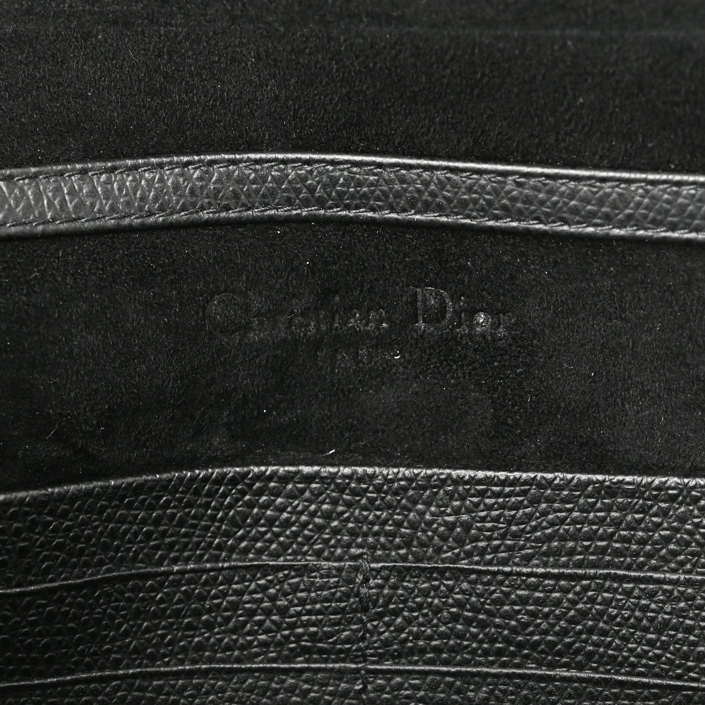 Grained Calfskin Saddle Chain Wallet Pouch Black