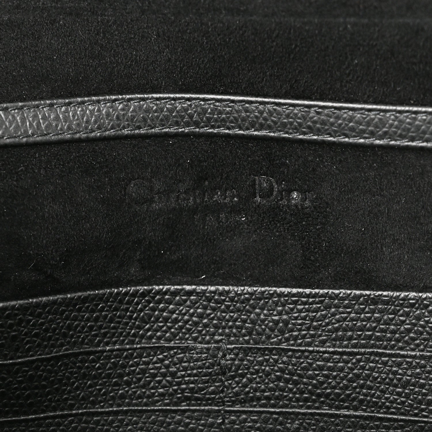 Christian Dior Grained Calfskin Saddle Chain Wallet Pouch Black 6 of 13