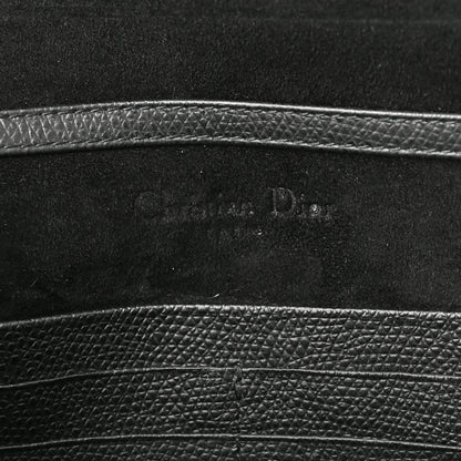 Christian Dior Grained Calfskin Saddle Chain Wallet Pouch Black 6 of 13