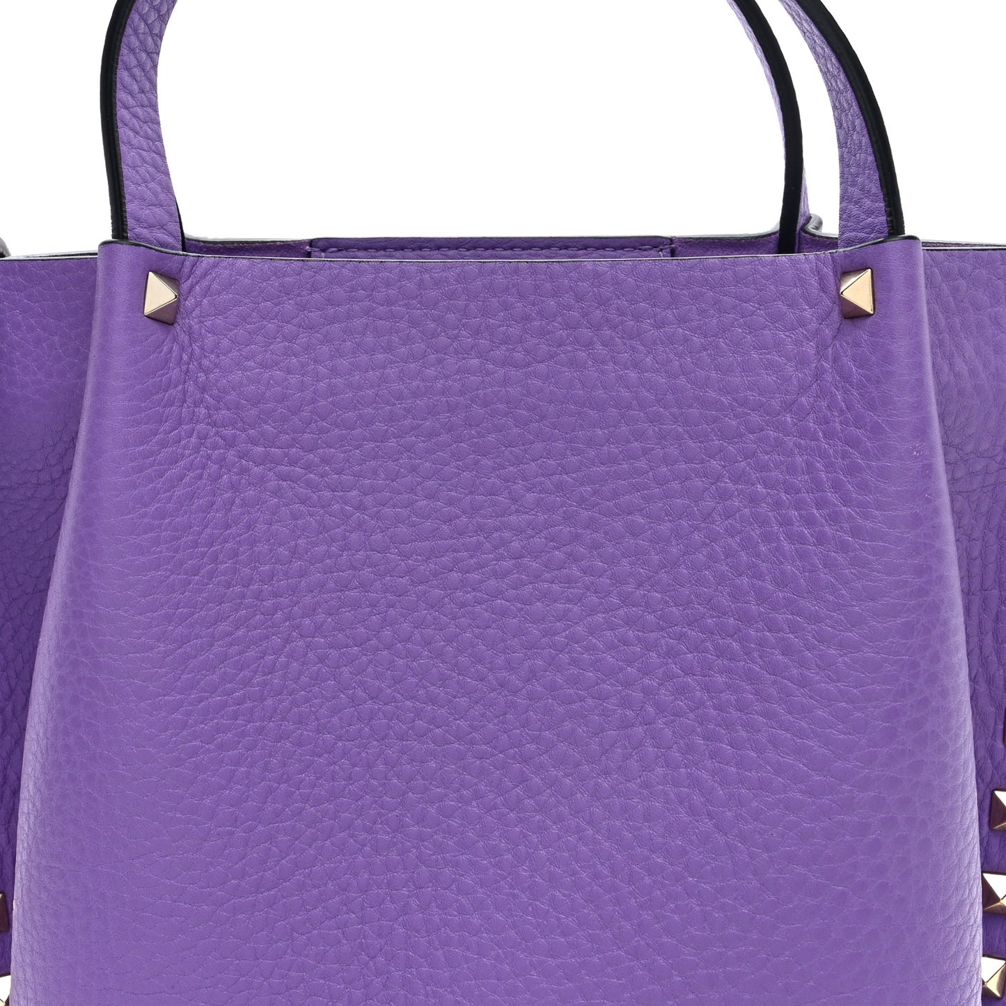 Pebbled Calfskin Small Rockstud Crossbody Tote Purple