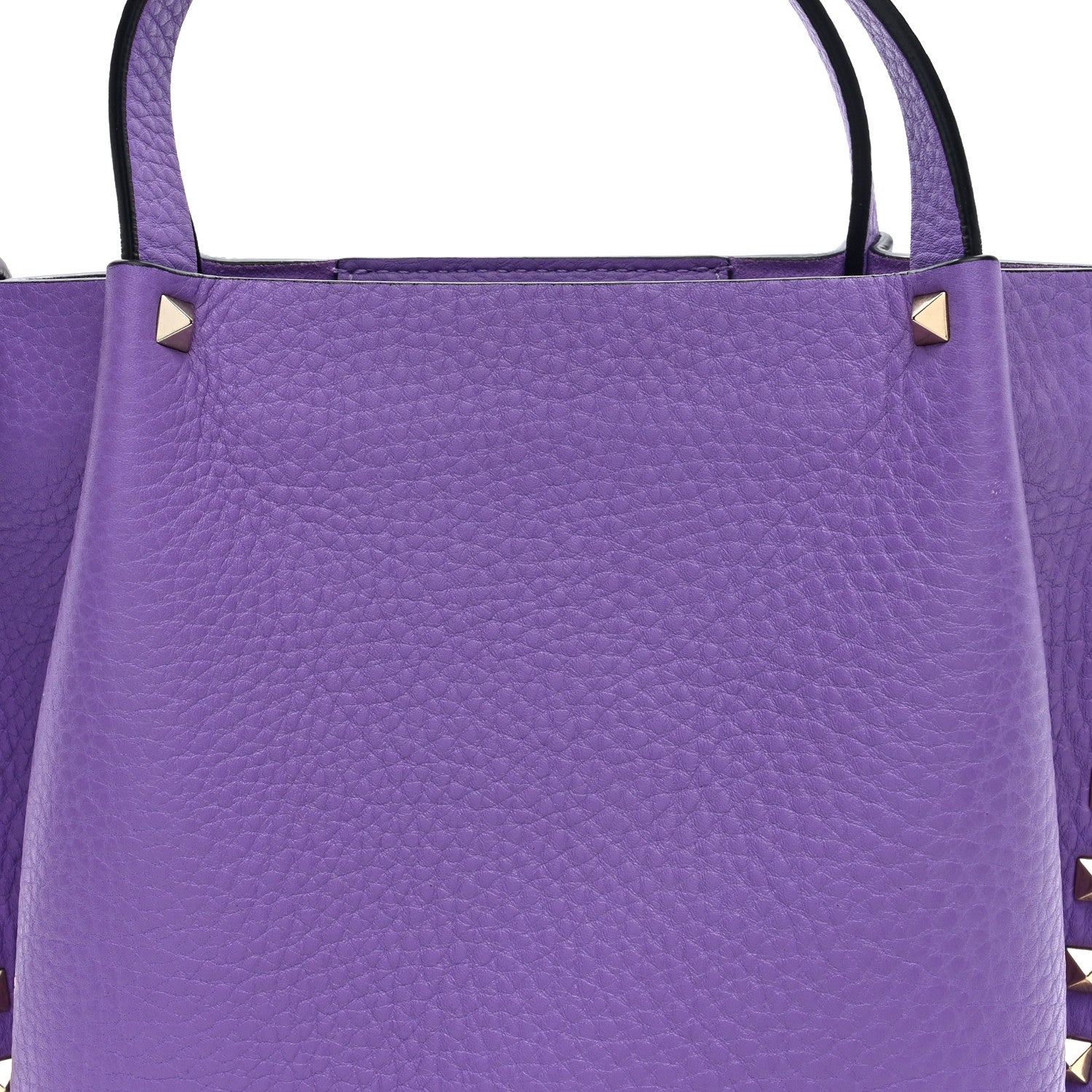 Valentino Garavani Pebbled Calfskin Small Rockstud Crossbody Tote Purple 7 of 9