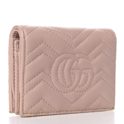 Gucci Calfskin Matelasse GG Marmont Card Case Wallet Perfect Pink 2 of 9