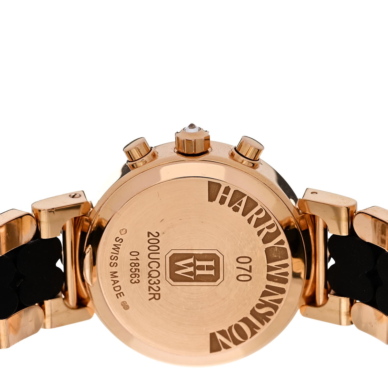 Harry Winston 18K Rose Gold Diamond Bezel 32mm Premier Chronograph Quartz Watch Black 4 of 5