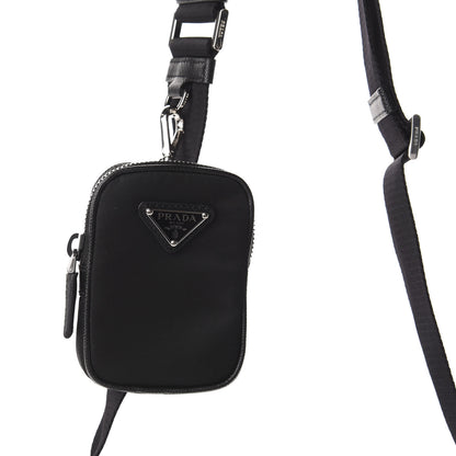 Prada Tessuto Nylon Saffiano Pocket Messenger Shoulder Bag Black 10 of 11