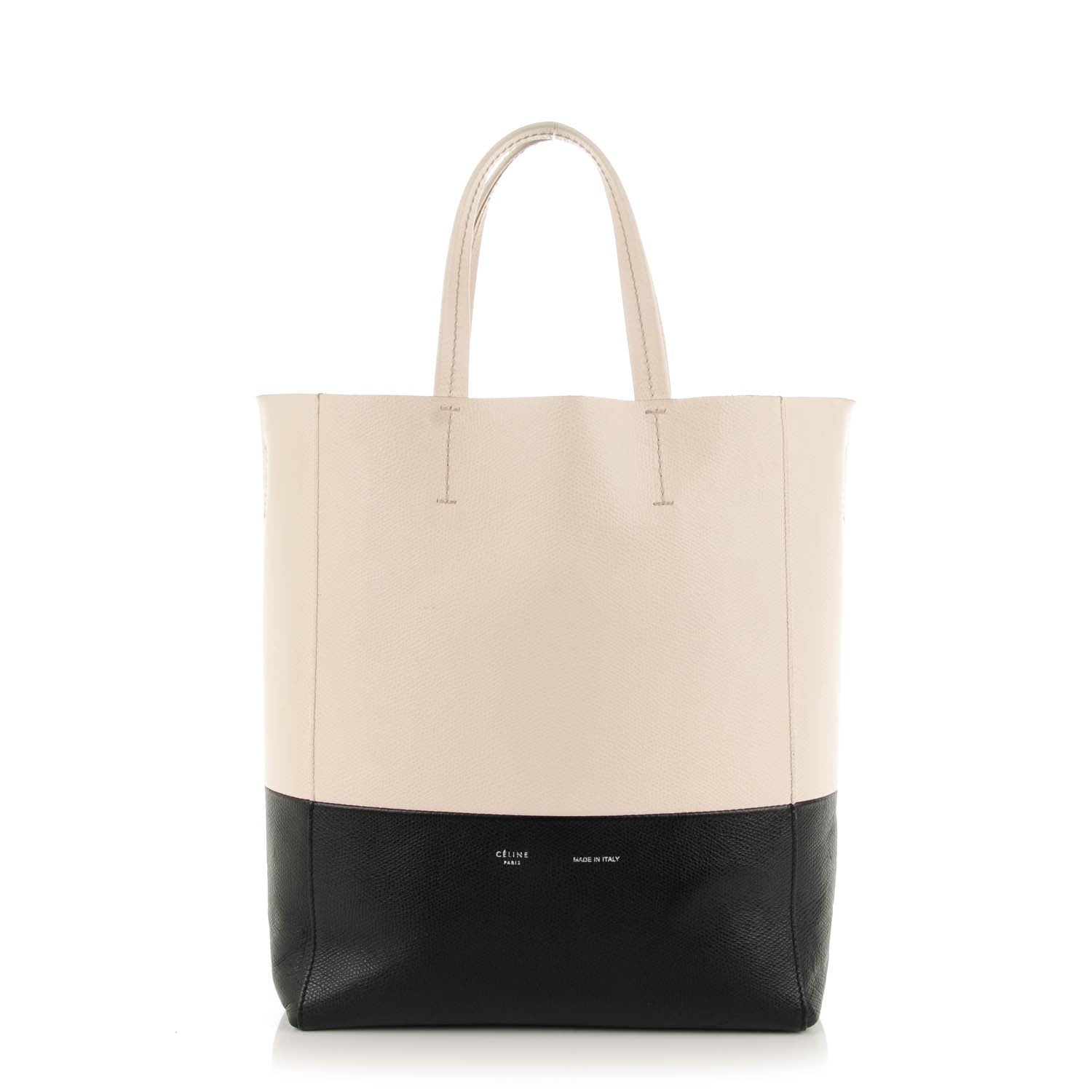 Celine Grained Calfskin Small Vertical Bi-Cabas Cream Black 1 of 8