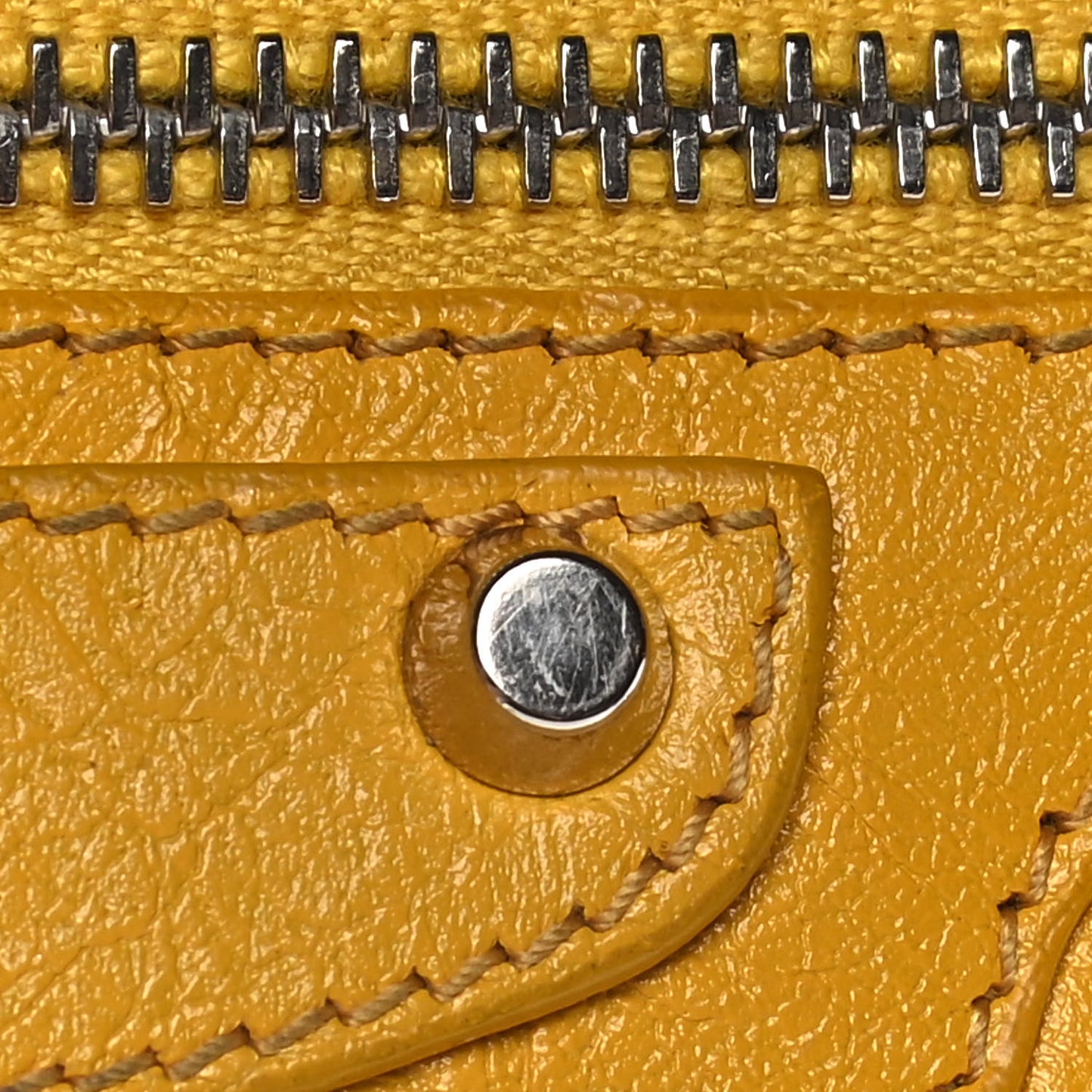 Agneau Classic Silver Hardware Continental Zip Around Jaune Epi