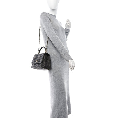 Chanel Caviar Contrast Stitch Small Coco Chain Handle Flap Dark Grey 2 of 14