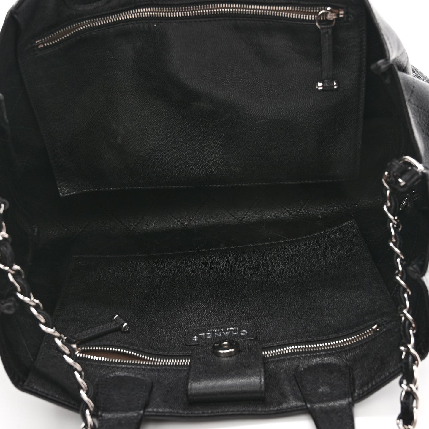 Caviar Stitched Large Shopping Tote Black