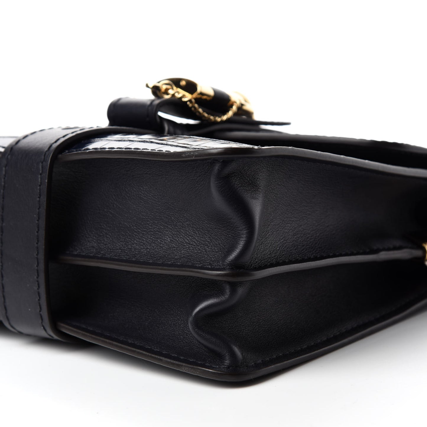 Calfskin Crocodile Embossed Small Aby Day Shoulder Bag Full Blue