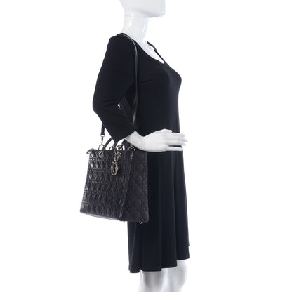 Christian Dior Lambskin Cannage Large Lady Dior Black 2 of 12