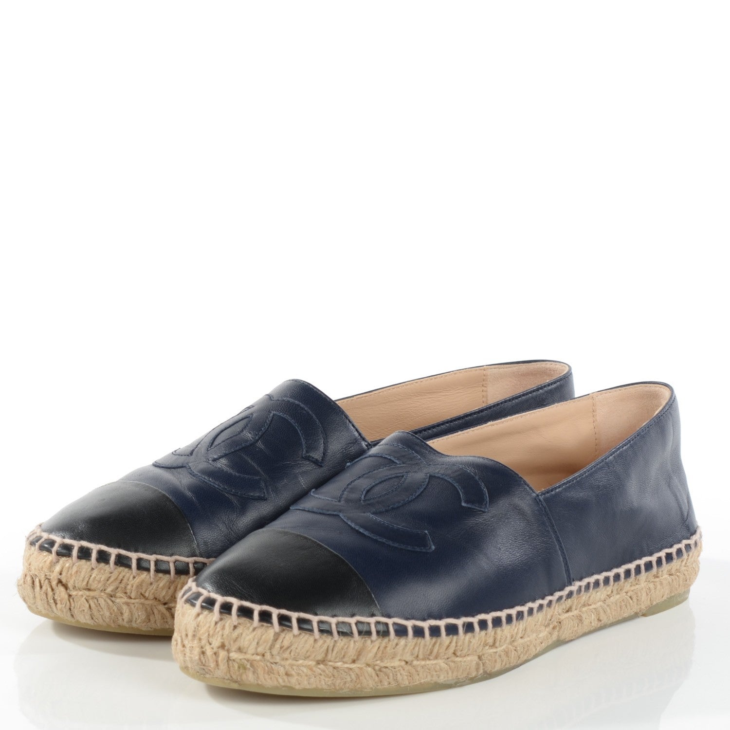 Chanel Lambskin CC Espadrilles 38 Navy Black 3 of 9