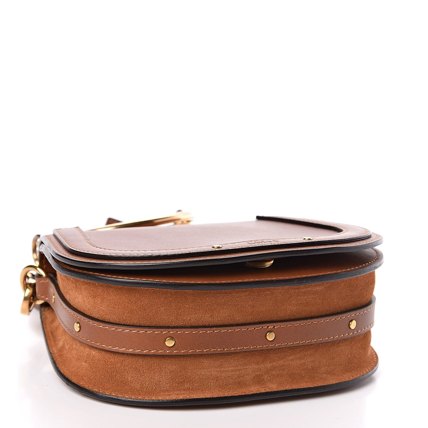 Calfskin Suede Small Nile Bracelet Bag Caramel