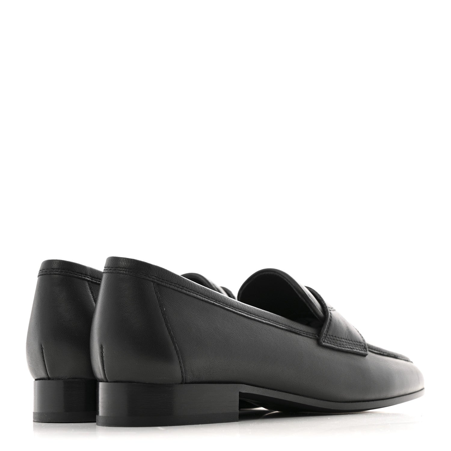 Chanel Calfskin Womens Stitched CC Loafers 37 Black 5 of 11