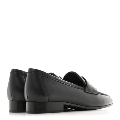 Chanel Calfskin Womens Stitched CC Loafers 37 Black 5 of 11