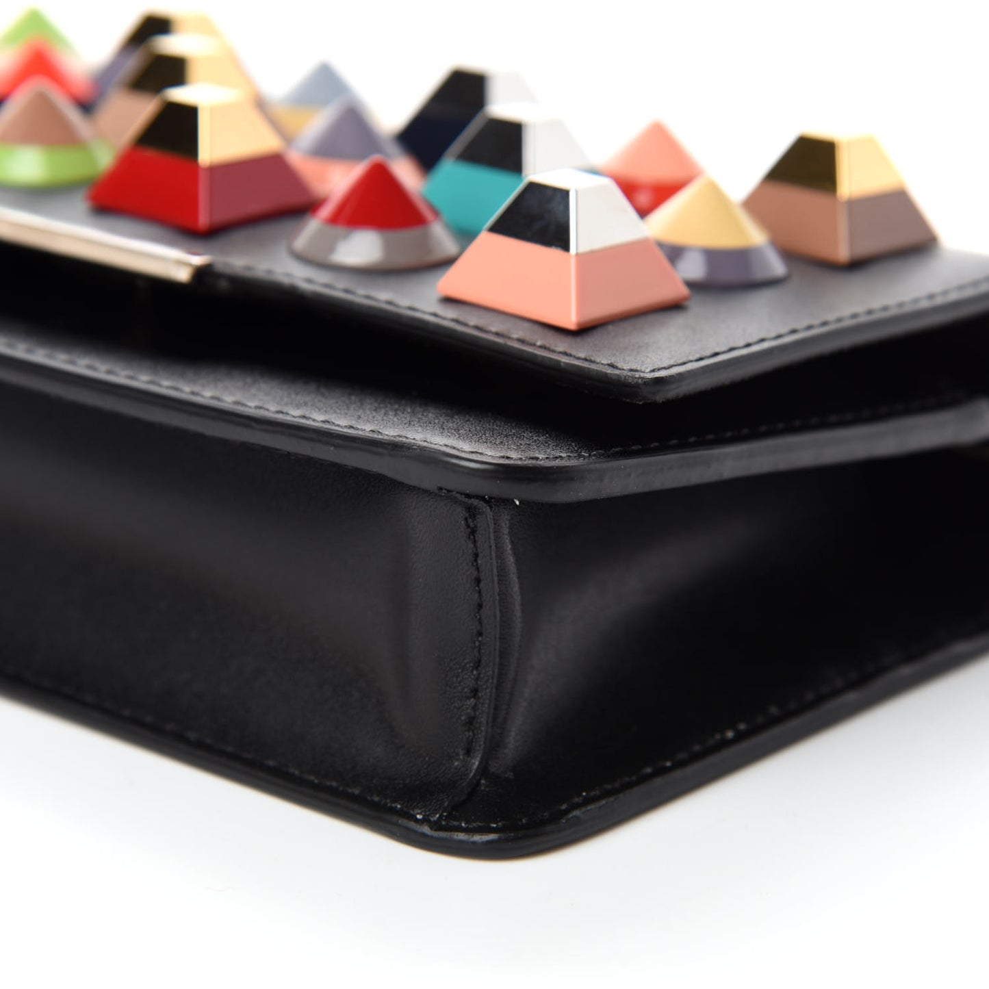 Vitello Liberty Studded Tube Wallet On Chain Black Multicolor