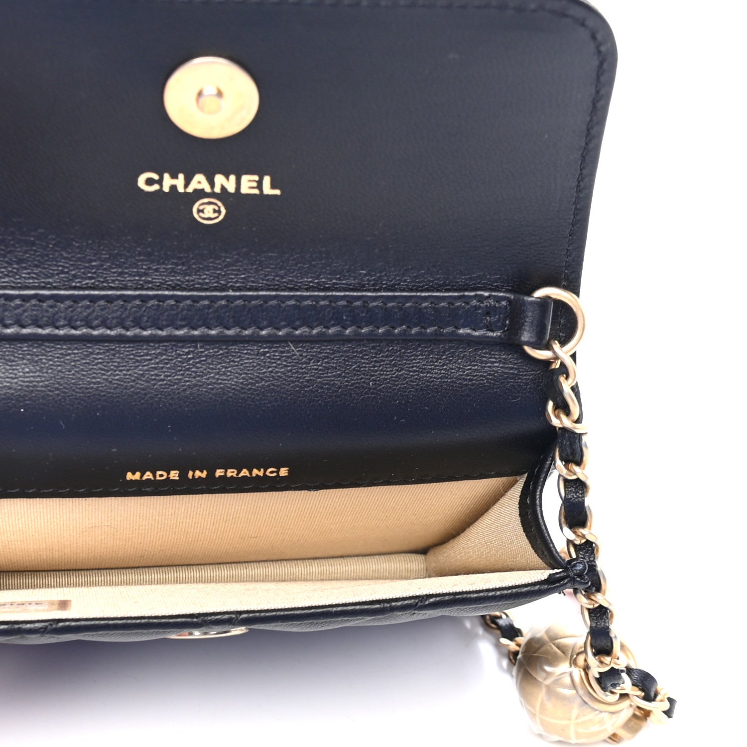 Chanel Lambskin Quilted Pearl Crush Clutch With Chain Black 4 of 4