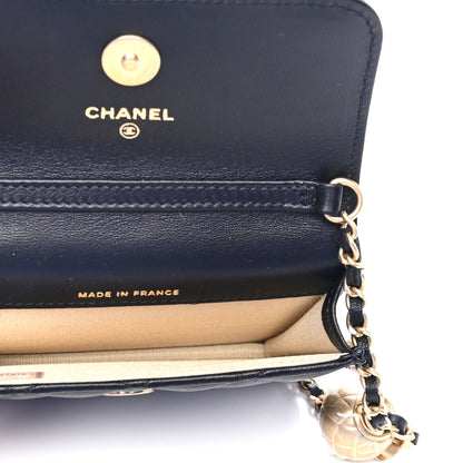 Chanel Lambskin Quilted Pearl Crush Clutch With Chain Black 4 of 4