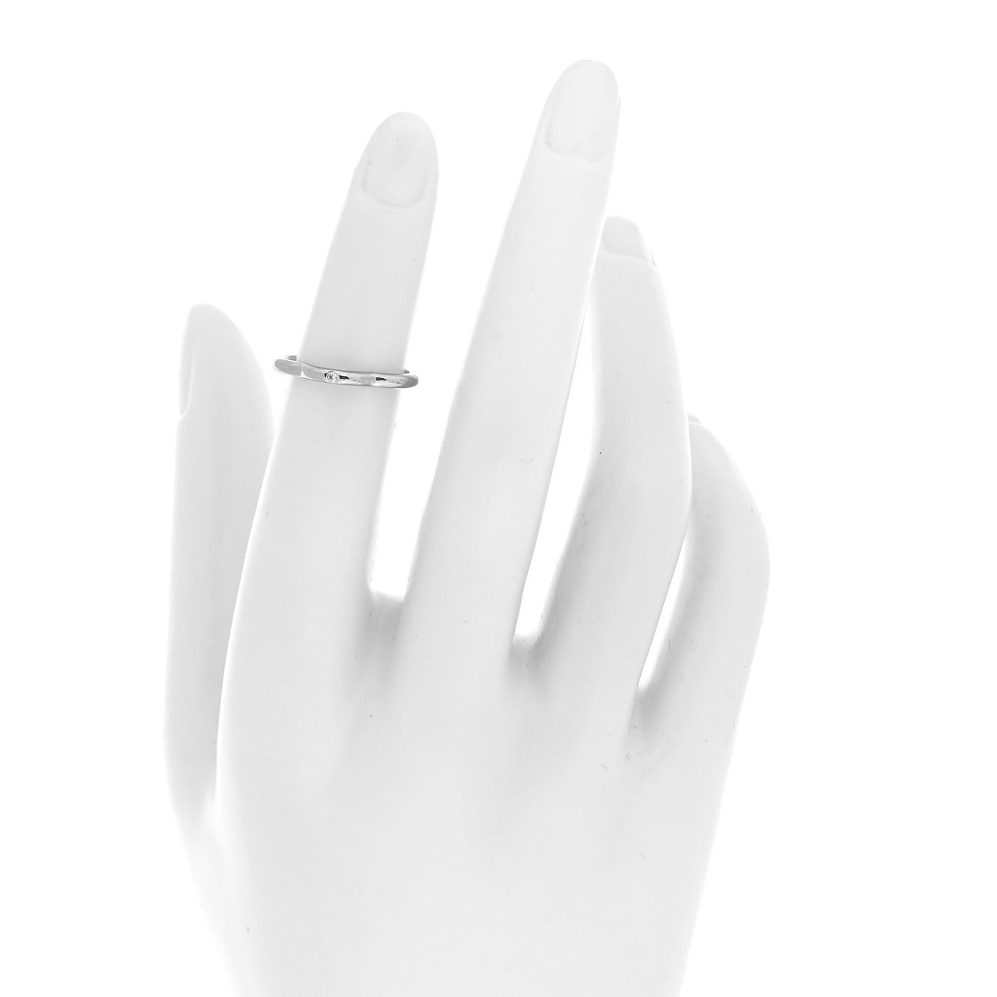 18K White Gold Diamond Camellia Band Ring 49 4.75