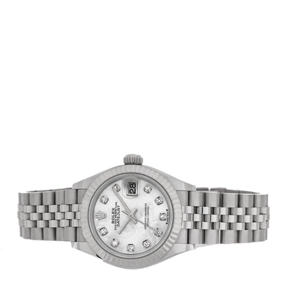 Rolex Stainless Steel 18K White Gold Diamond Mother of Pearl 28mm Oyster Perpetual Datejust Watch 279174 2 of 5
