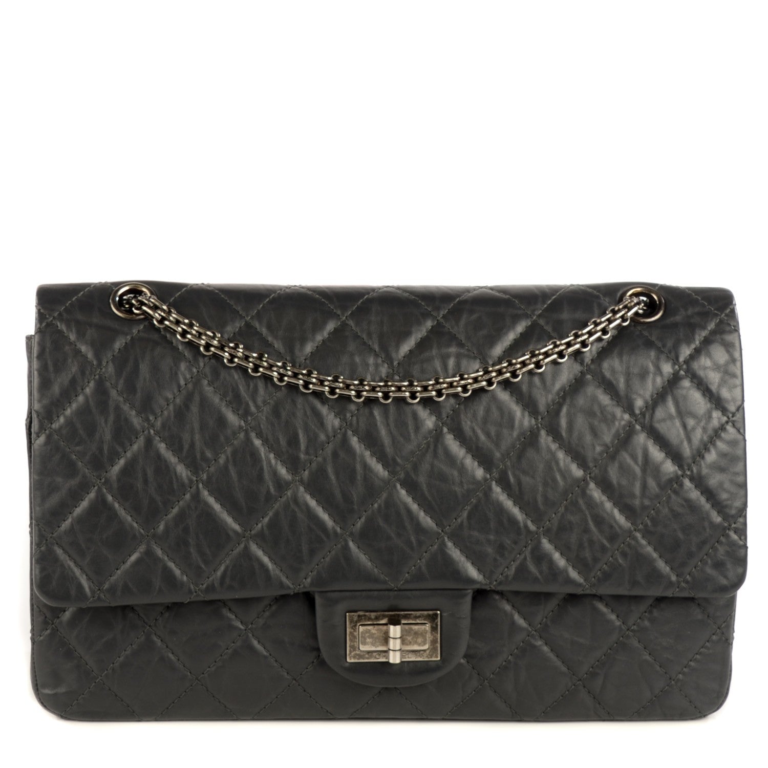 Chanel Aged Calfskin Quilted 2.55 Reissue 227 Flap Dark Grey 1 of 14