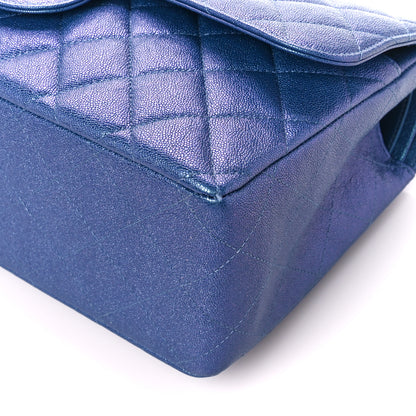 Chanel Iridescent Caviar Quilted Jumbo Double Flap Dark Blue 11 of 12