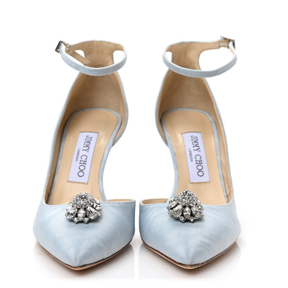 Jimmy Choo Moire Fabric Crystal Lucy 85 Pumps 38 Something Blue 2 of 7