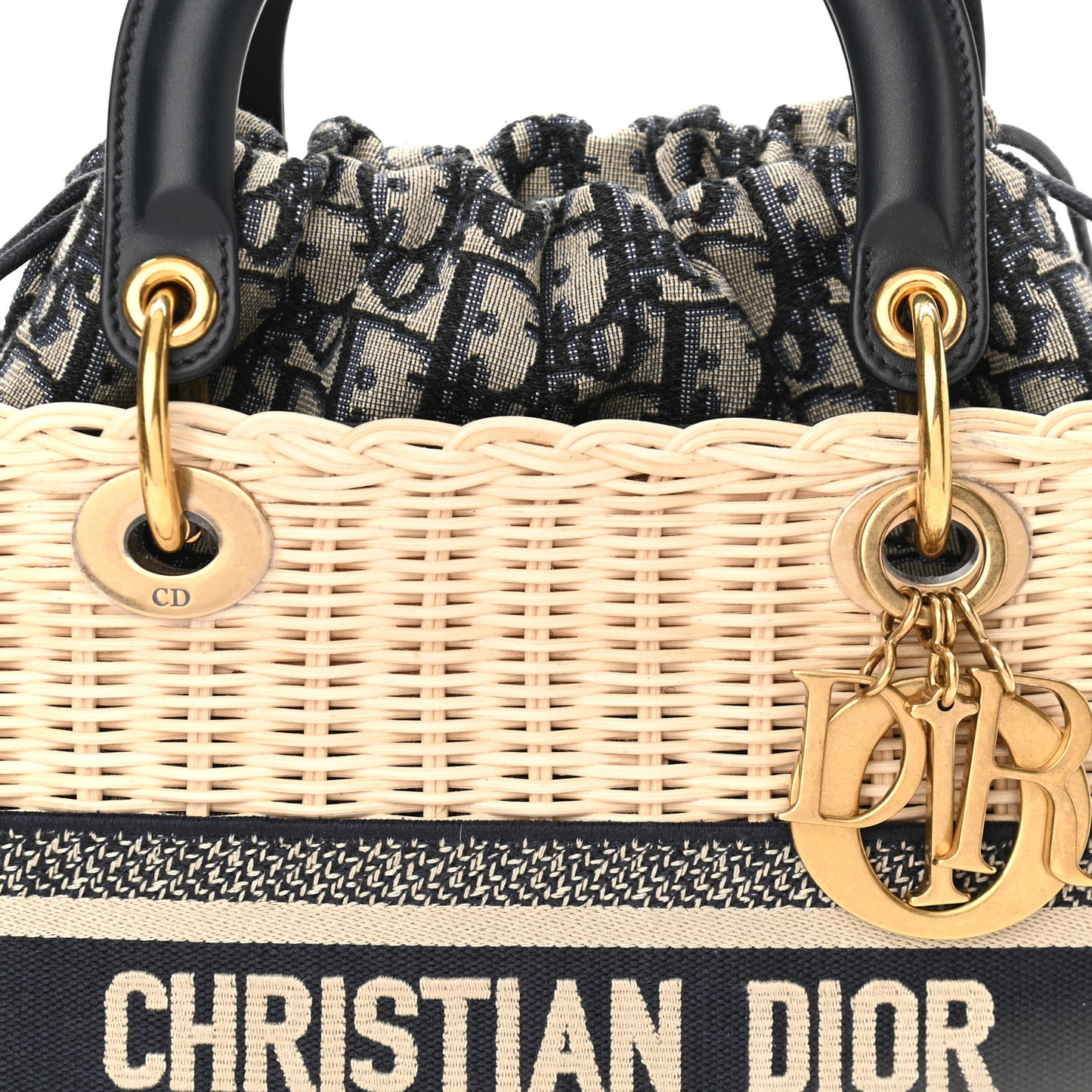 Wicker Oblique Medium Lady Dior Bag Blue