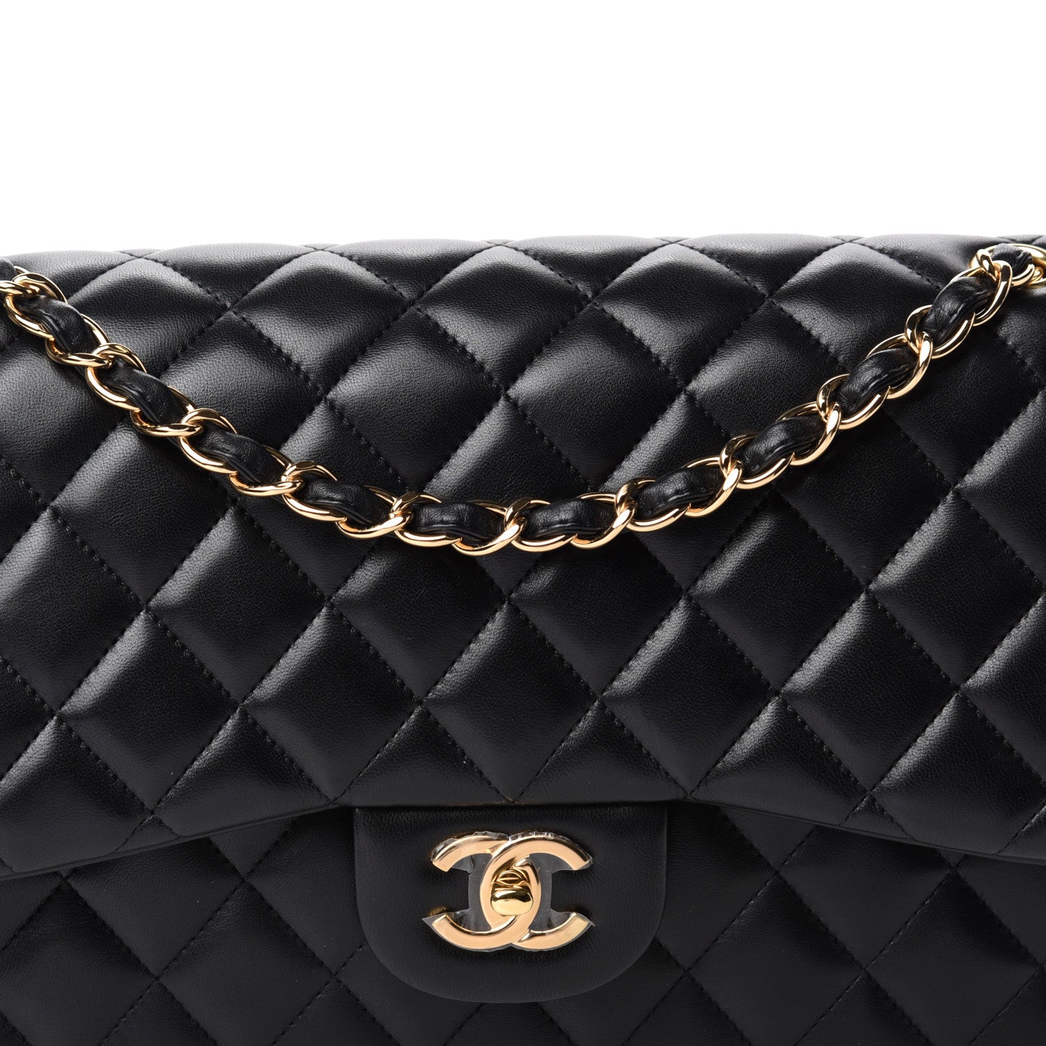 Chanel Lambskin Quilted Jumbo Double Flap Black 13 of 14
