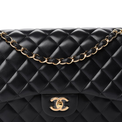 Chanel Lambskin Quilted Jumbo Double Flap Black 13 of 14