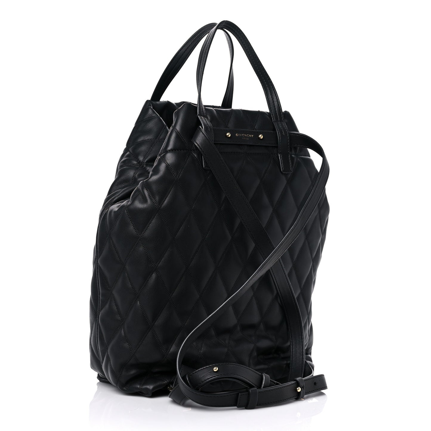 Rubberized Canvas Quilted Duo Backpack Black