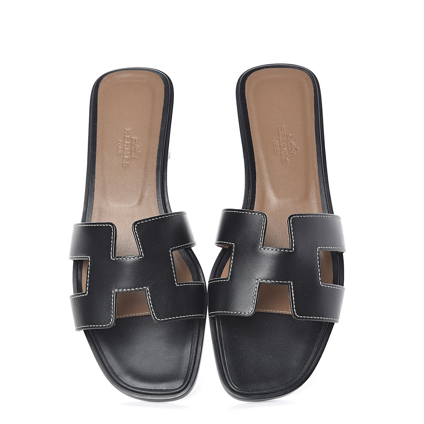 Box Calfskin Oran Sandals 38 Black