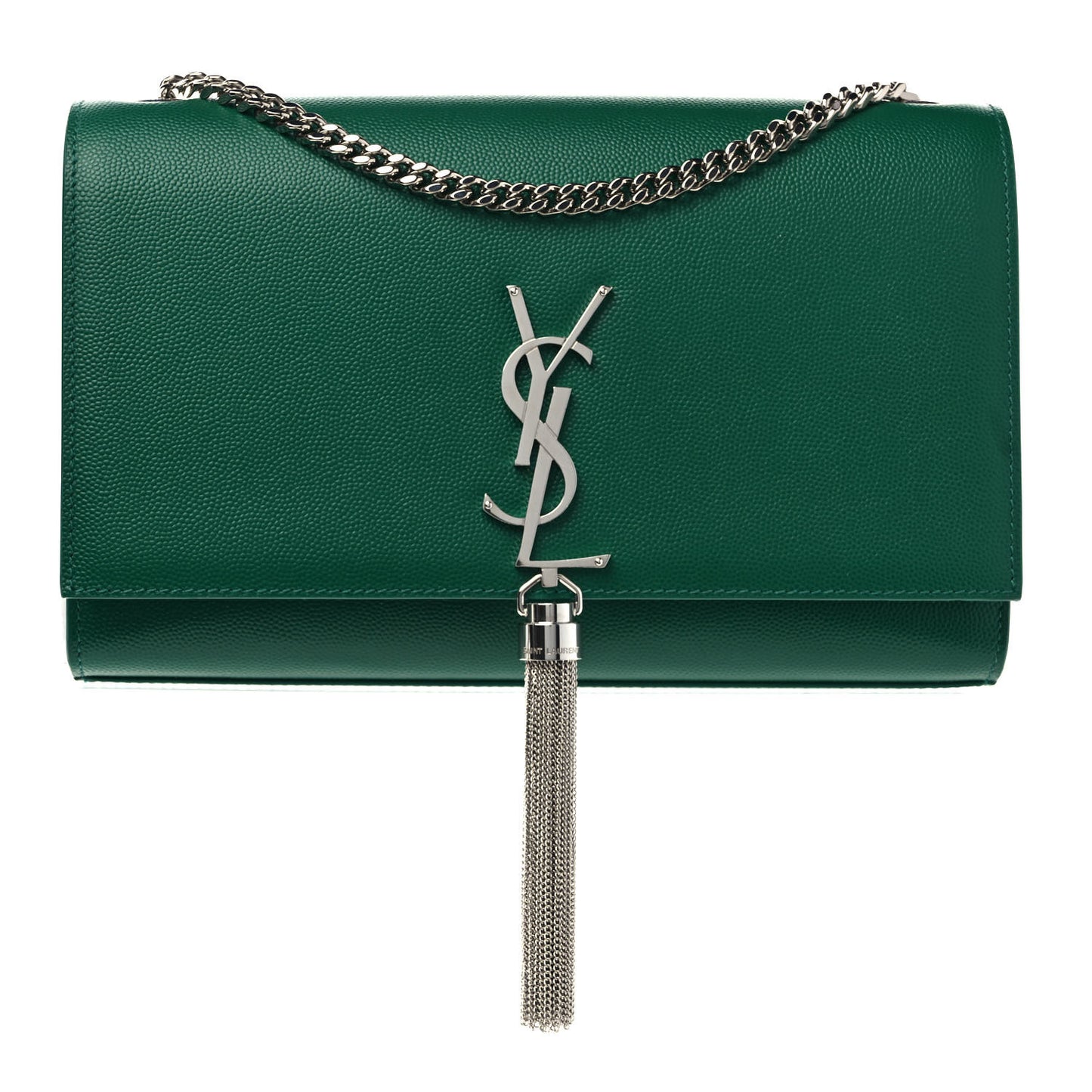 Grain De Poudre Calfskin Medium Classic Monogram Kate Tassel Satchel Green