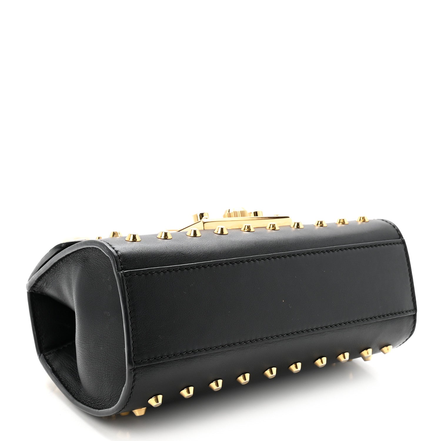 Gucci Calfskin Studded Small Padlock Shoulder Bag Black 4 of 10