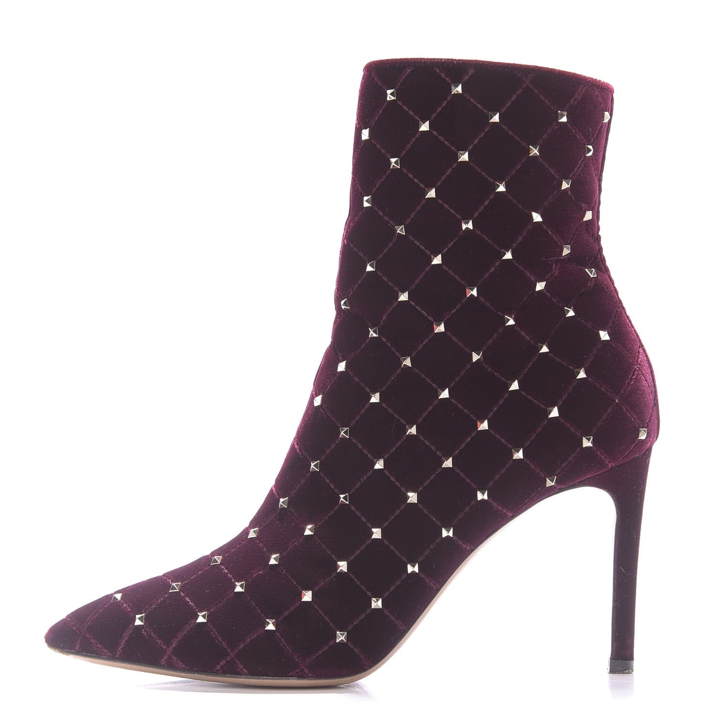 Velvet Rockstud Spike Court Ankle Booties 36 Rubino