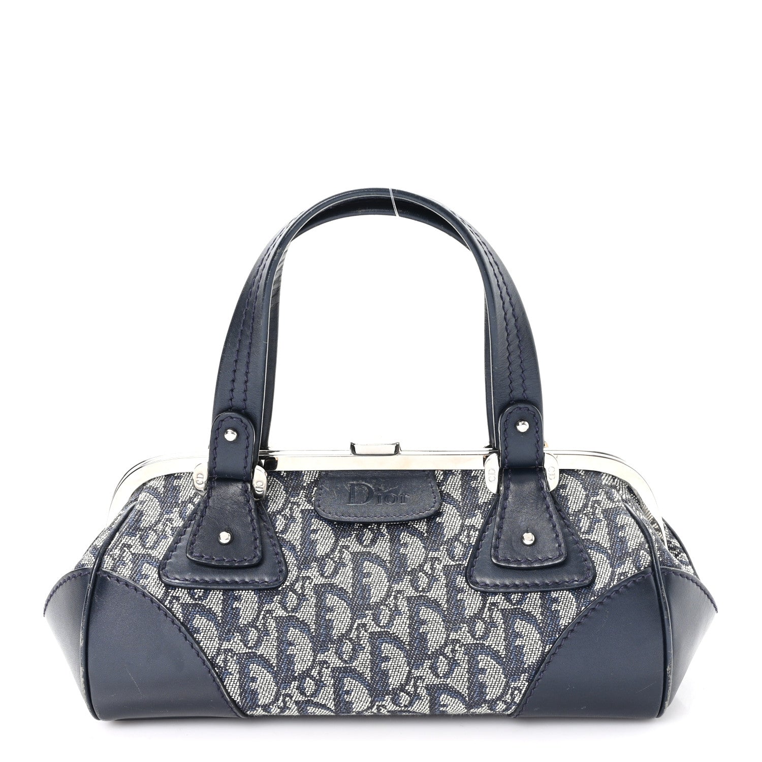 Christian Dior Monogram Frame Satchel Blue 1 of 11