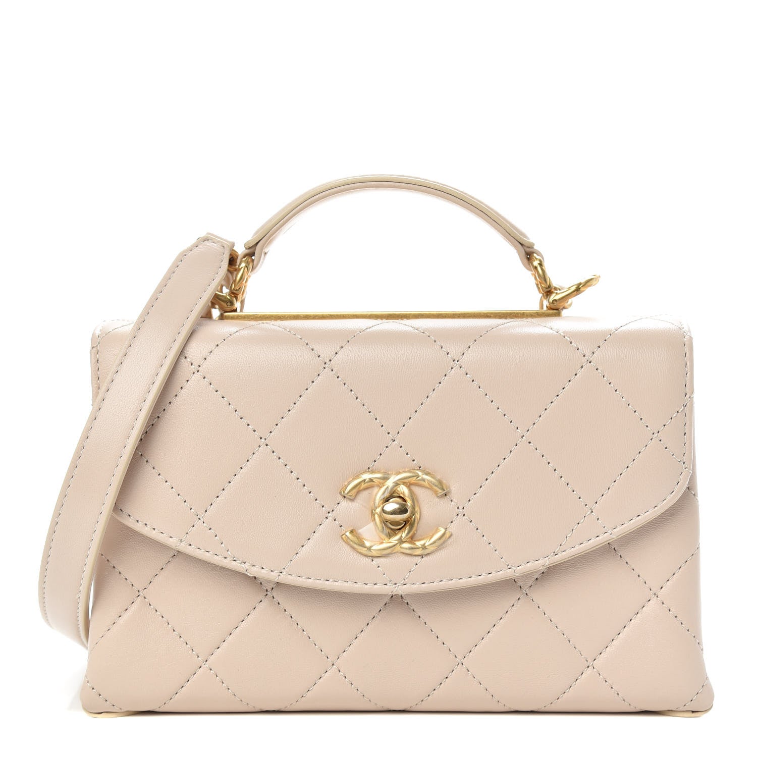 Chanel Lambskin Quilted Mini Trendy Spirit Top Handle Flap Beige 1 of 12