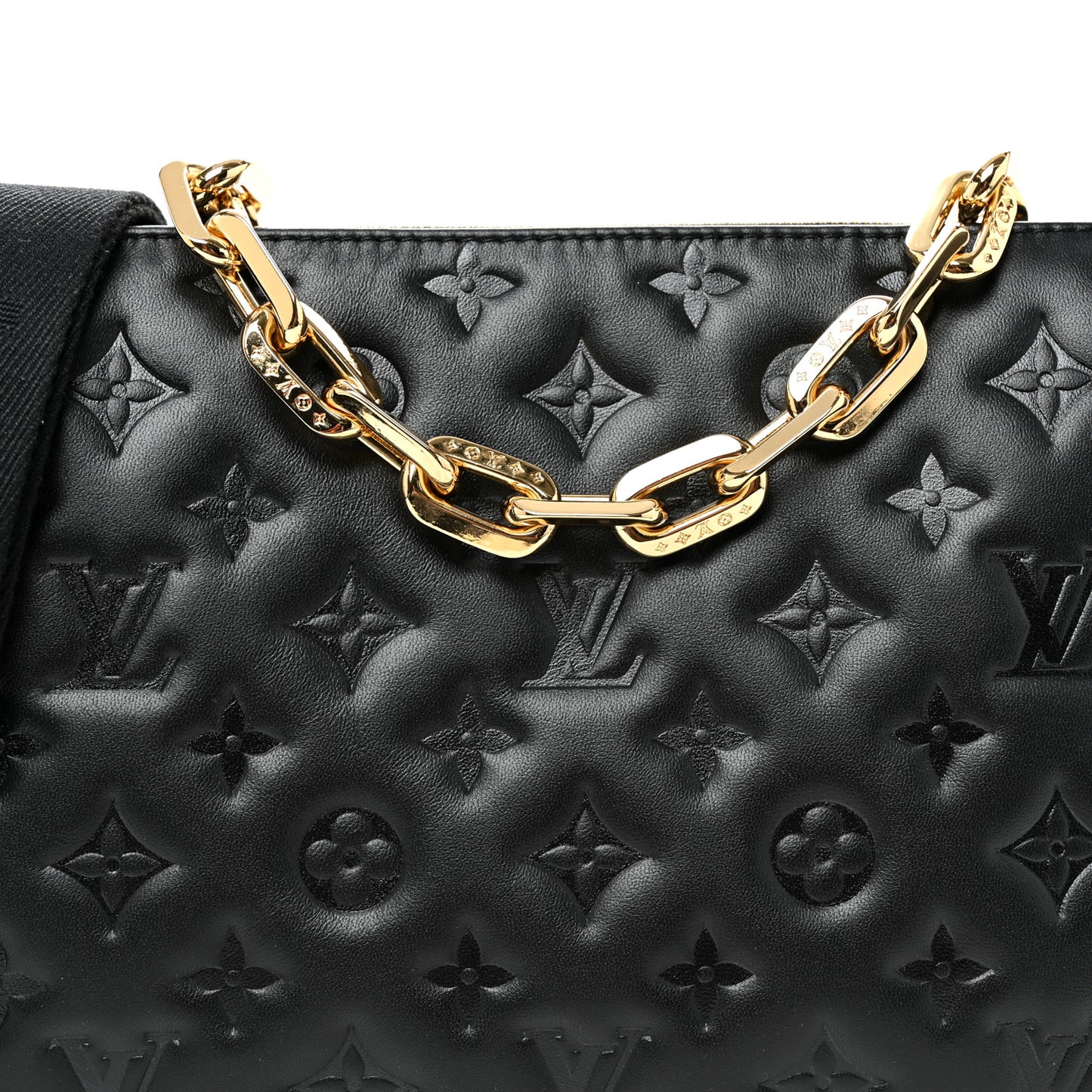 Lambskin Embossed Monogram Coussin PM Black