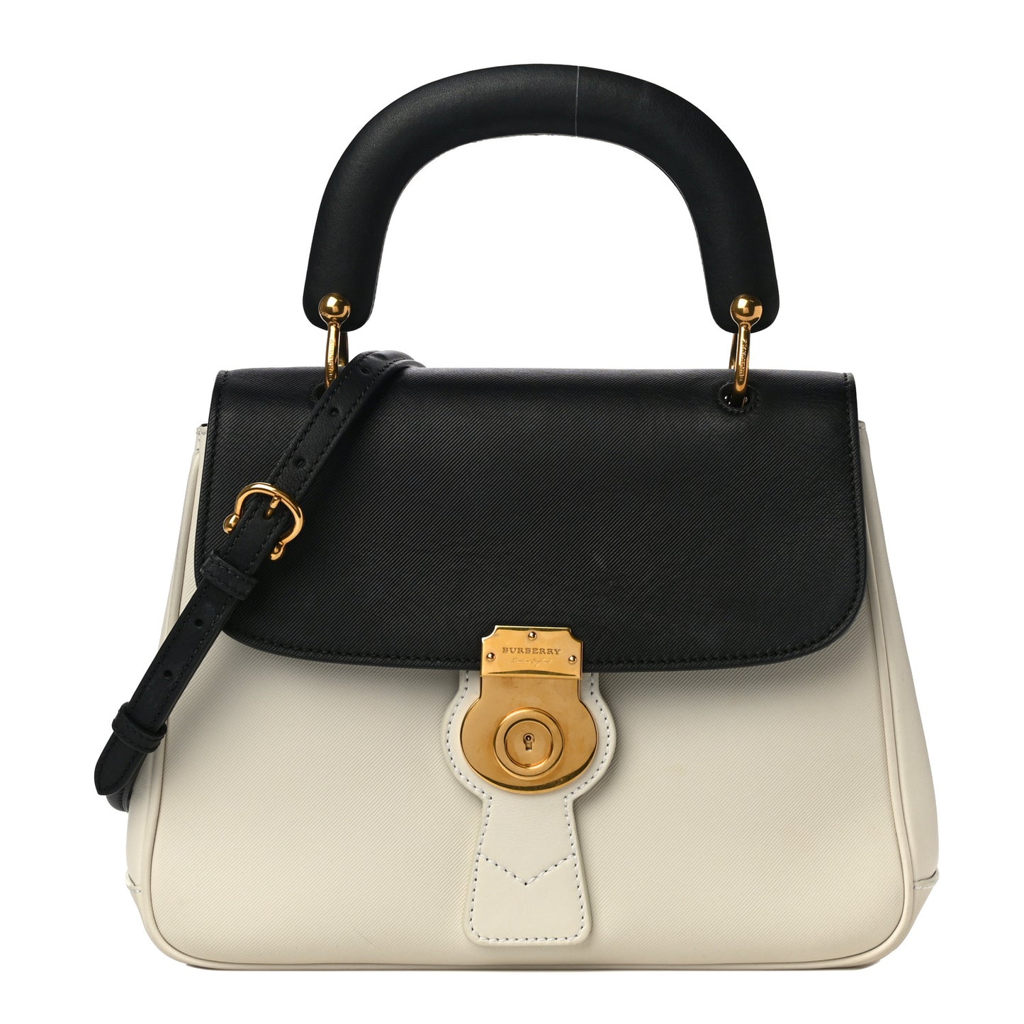 Trench Calfskin Medium DK88 Top Handle Bag Ivory Black